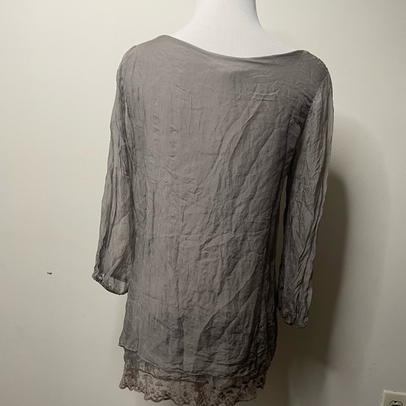 PRONTOMOTA Giusy silk blouse with lace detail size XS Made in Italy - Picture 5 of 6